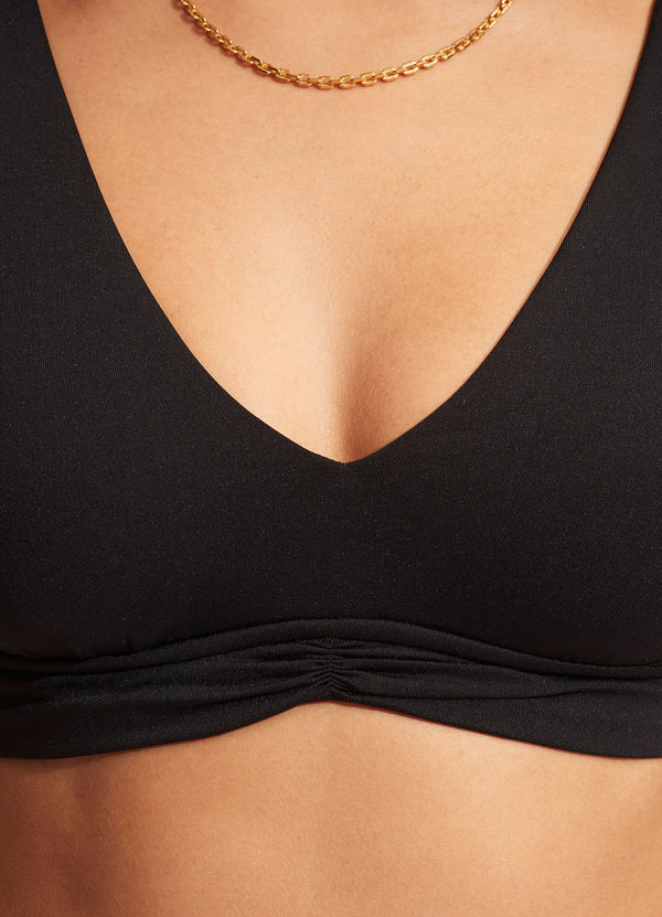 V Neck Tank Bikini Top - Black