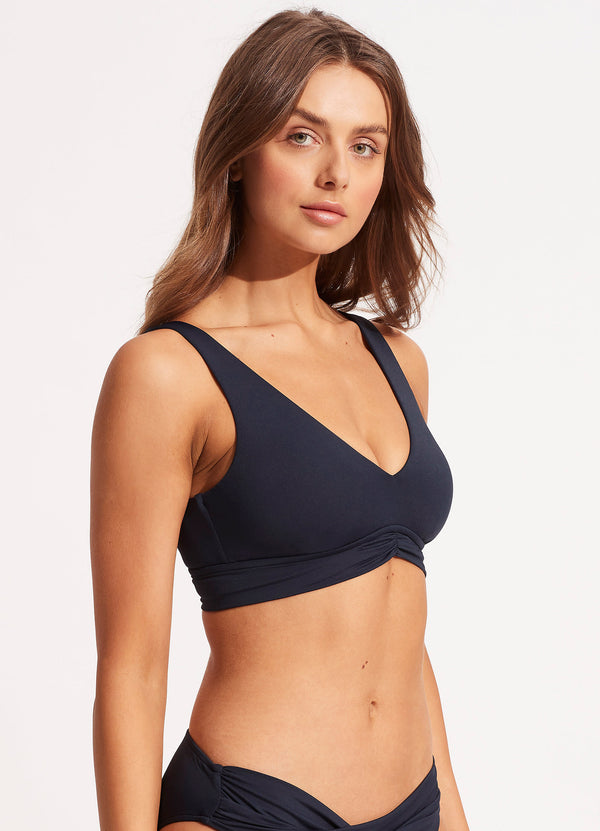 V Neck Tank Bikini Top - True Navy