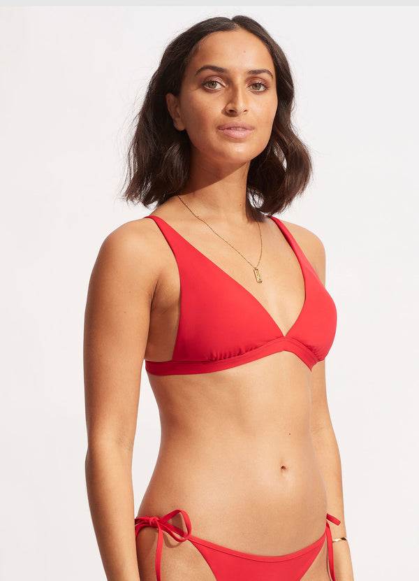 Seafolly Collective Longline Triangle Bikini Top - Chilli Red