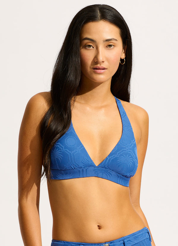 Oasis Multi Fit Longline Triangle Bikini Top - Ultramarine