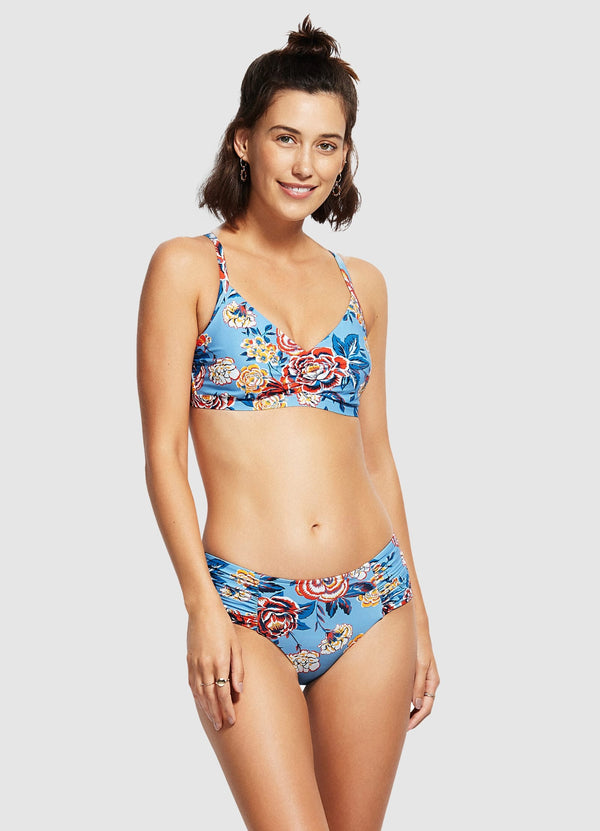 Wide Side Retro Bikini Bottom - Chambray