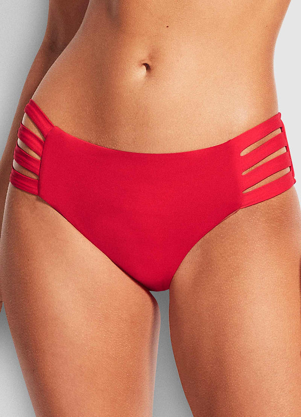 Active Multi Strap Hipster Bikini Bottom - Chilli