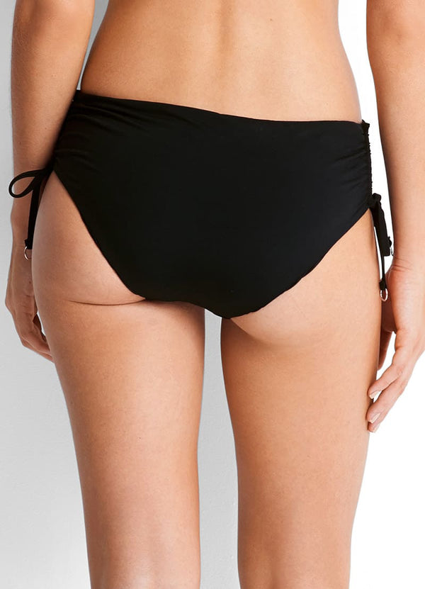 Ruched Side Hipster Bikini Bottom - Black