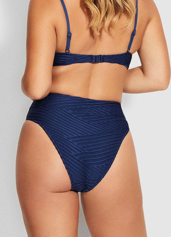 Fresh Water Hi Rise Wide Band Bikini Bottom - Blue Opal
