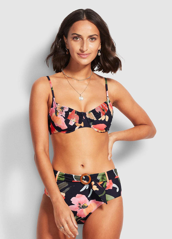 Summer Memoirs Wide Side Retro Bikini Bottom - Indigo