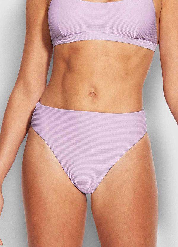 Essentials High Rise Bikini Bottom - Lilac