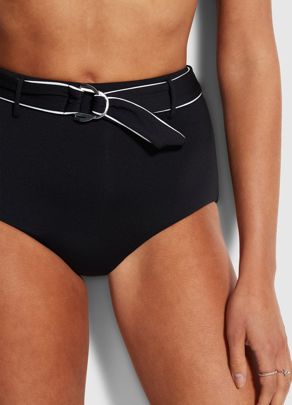 Active High Waisted Bikini Bottom - Black