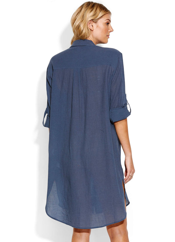 Crinkle Twill Beach Shirt - Blueprint