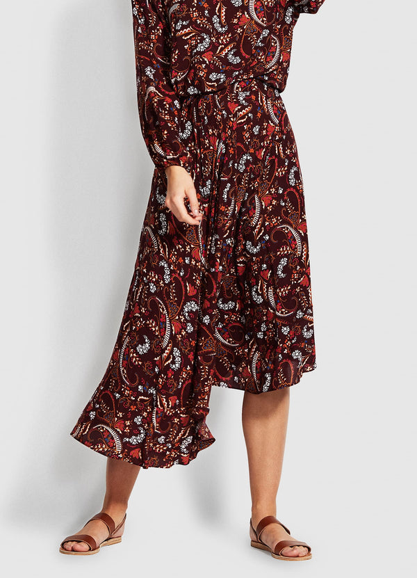 El Dorado Chloe Paisley Skirt - Maroon