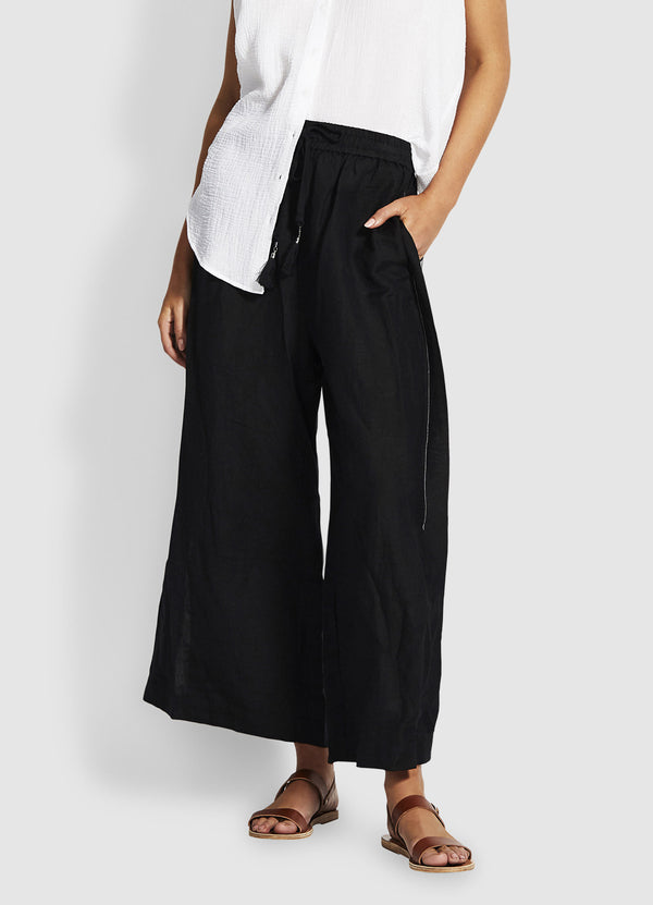 Weekender Linen Pant - Black