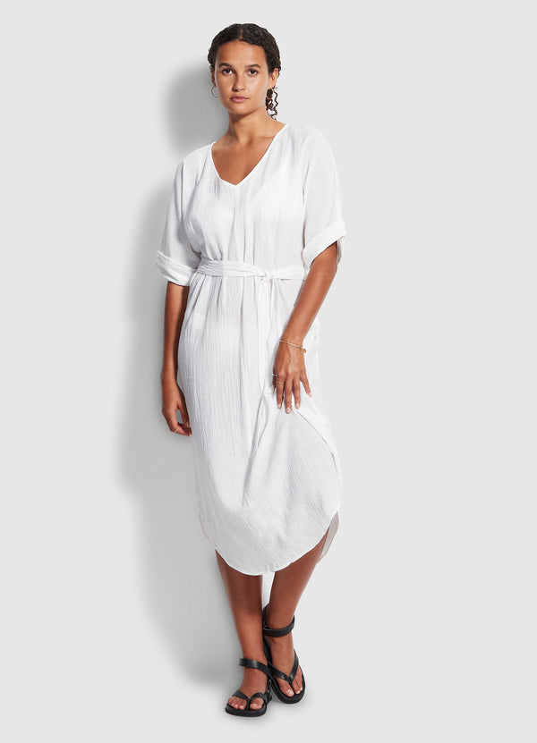 Sandy Midi Kaftan - White