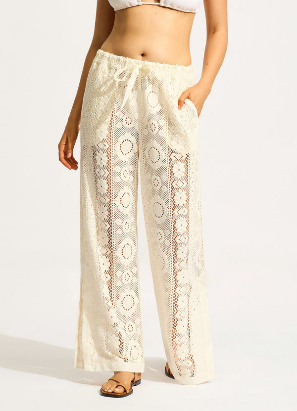 Corfu Crochet Pant - Ecru