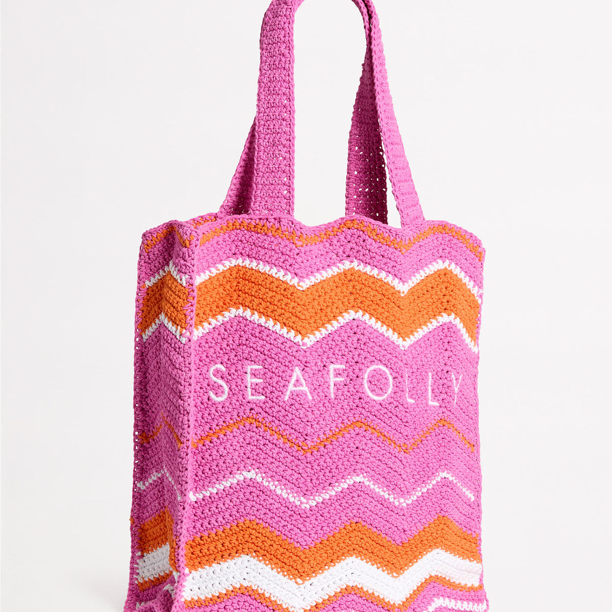 Beach Bazaar Crochet Tote Bag Hot Pink