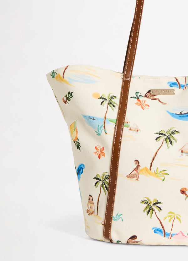 Isla Palm Tote Bag - Ecru