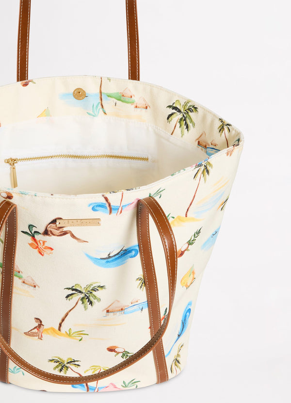 Isla Palm Tote Bag - Ecru