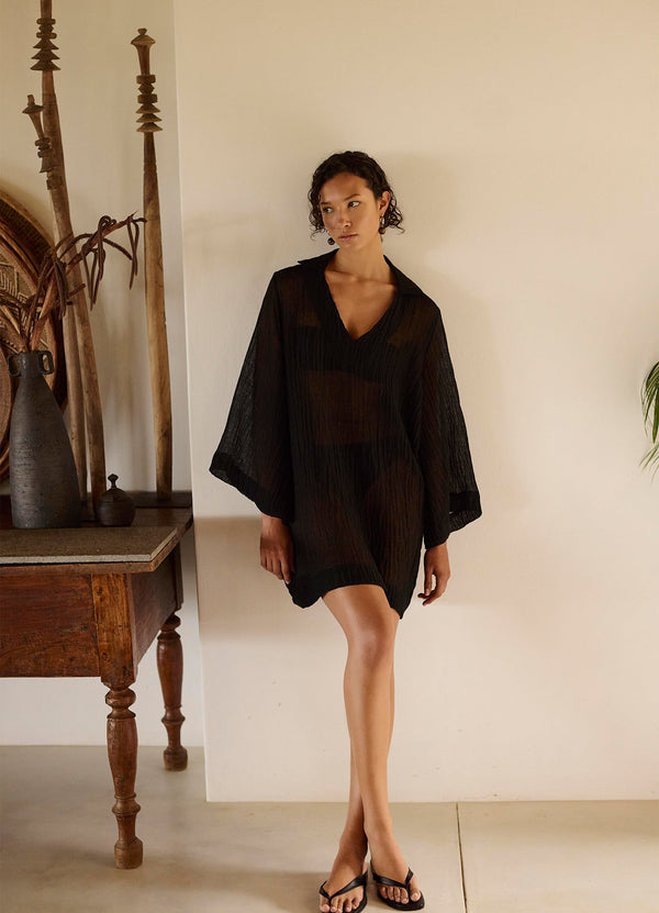 Wave Gauze Sheer Mini Cover Up