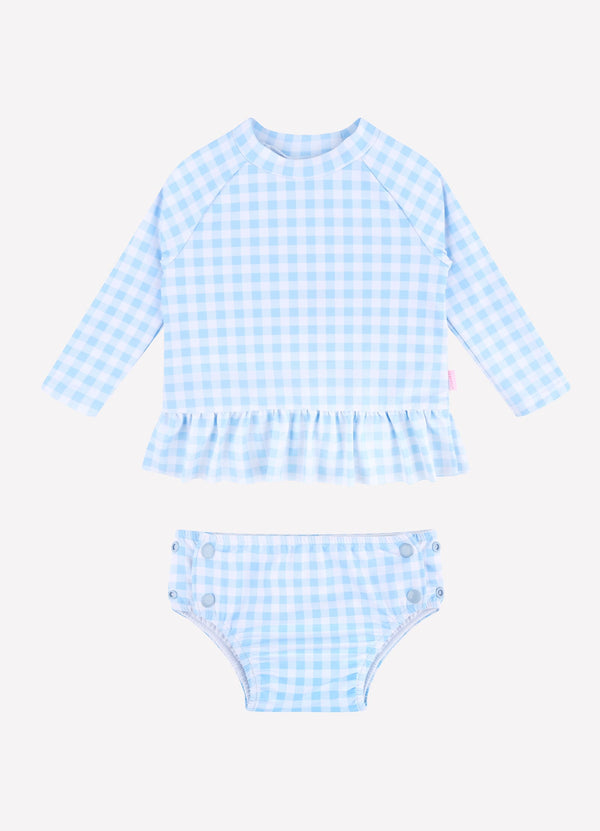 Gingham Rashie Set - Placid Blue