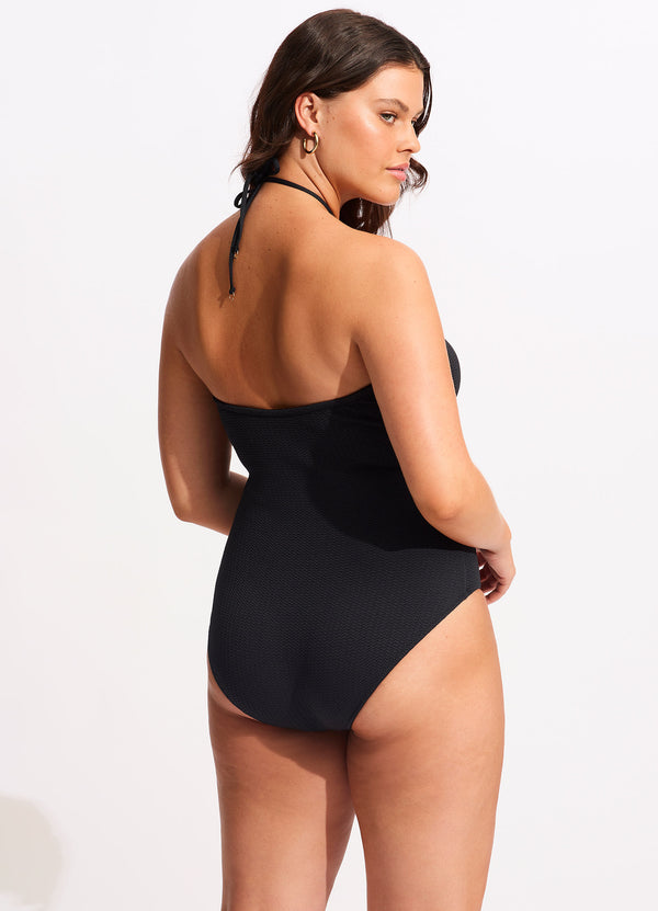 Sea Dive Bandeau One Piece - Black