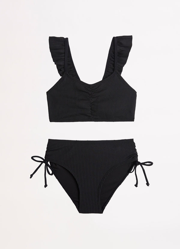 Girls Ruffle Bikini - Black