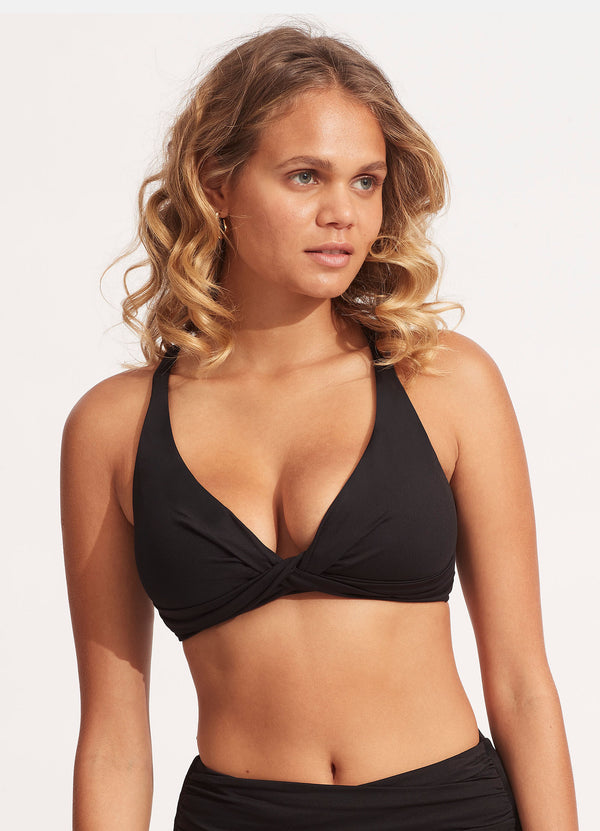 Seafolly Collective DD Double Wrap Front Bikini Top - Black