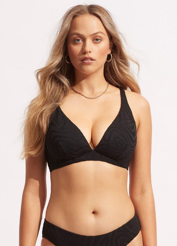 Second Wave DD Fixed Tri Bra - Black