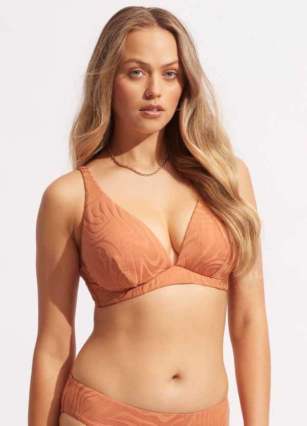 Second Wave DD Fixed Tri Bra - Copper Tan