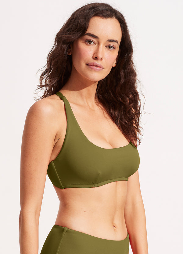 Seafolly Collective DD Scoop Neck Halter Top - Avocado