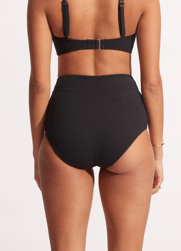 Willow High Waisted Bikini Bottom - Black