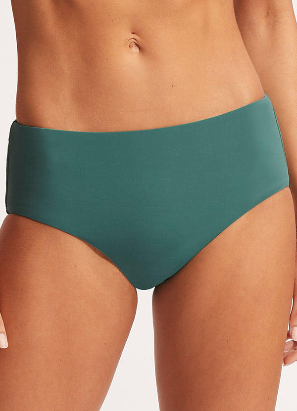 Seafolly Collective Wide Side Retro Bikini Bottom - Evergreen