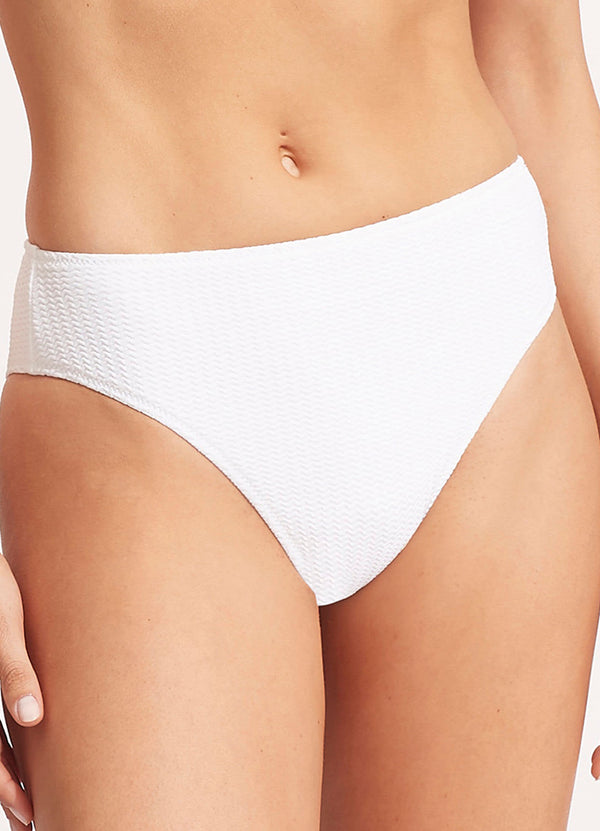 Sea Dive High Rise Bikini Bottom - White