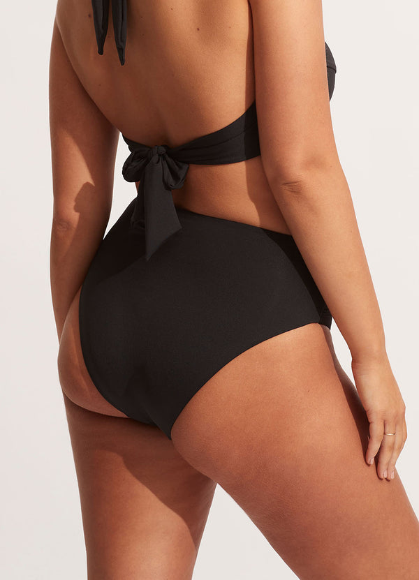 Seafolly Collective High Waist Wrap Front Bikini Bottom - Black