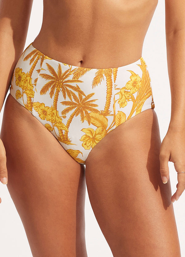 Castaway High Waisted Bikini Bottom - Tuscan Sunset