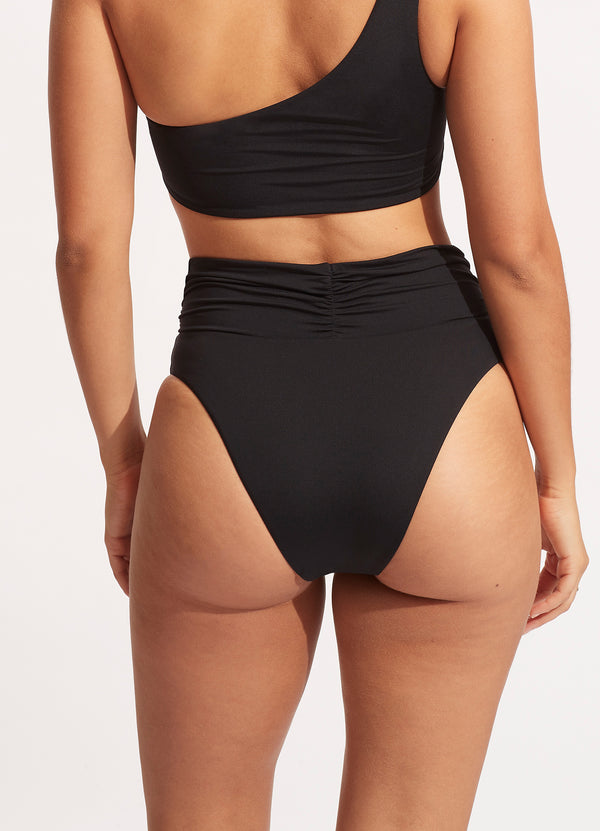 Seafolly Collective High Cut Rio Bikini Bottom - Black