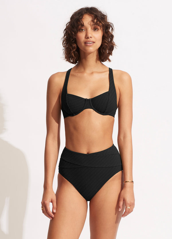 Willow High Waist Bikini Bottom - Black
