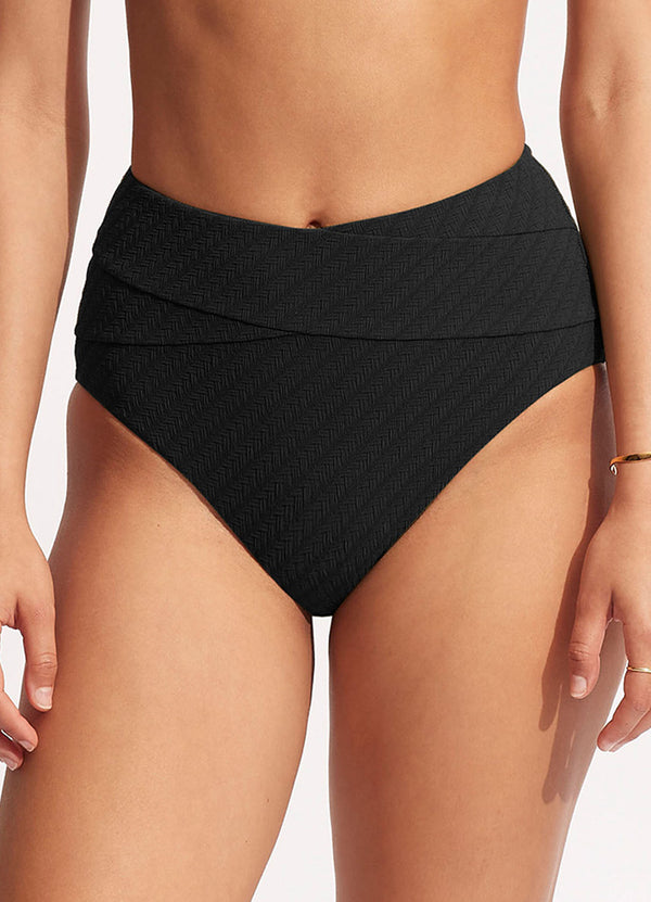 Willow High Waist Bikini Bottom - Black