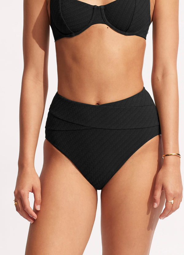 Willow High Waist Bikini Bottom - Black