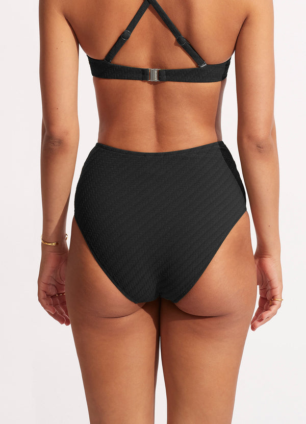 Willow High Waist Bikini Bottom - Black