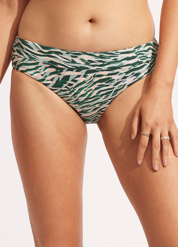 Wild at Heart Retro Waisted Bikini Bottom - Evergreen