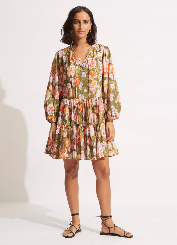 Paradise Garden Tiered Dress - Avocado