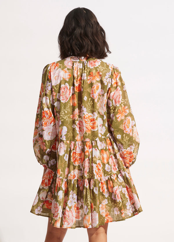 Paradise Garden Tiered Dress - Avocado