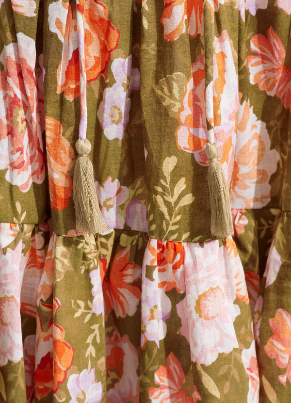 Paradise Garden Tiered Dress - Avocado