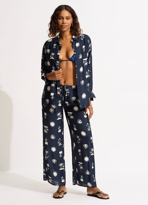 La Palma Silk Shirt - True Navy