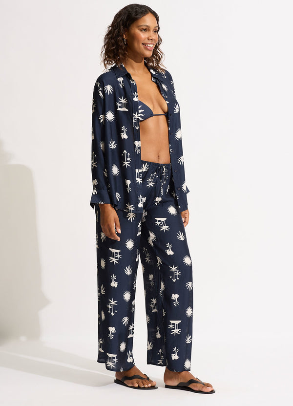 La Palma Silk Pant - True Navy