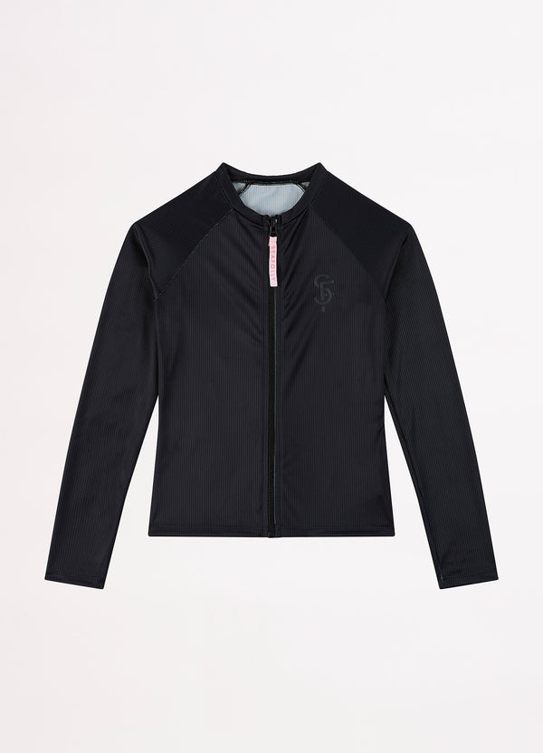Essential Girls L/S Rash Vest - Black