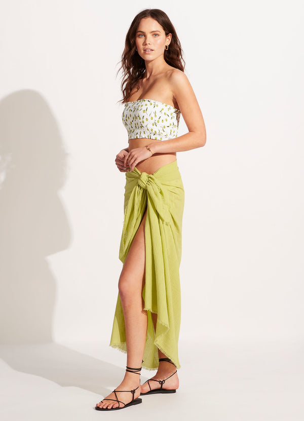 Textured Cotton Beach Wrap - Soft Olive