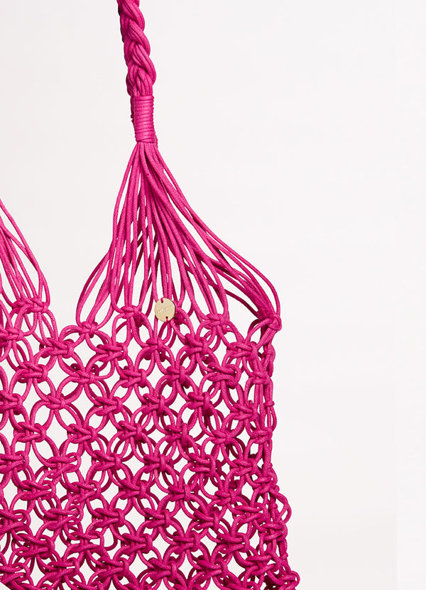 Macrame Cord Tote Bag - Pink