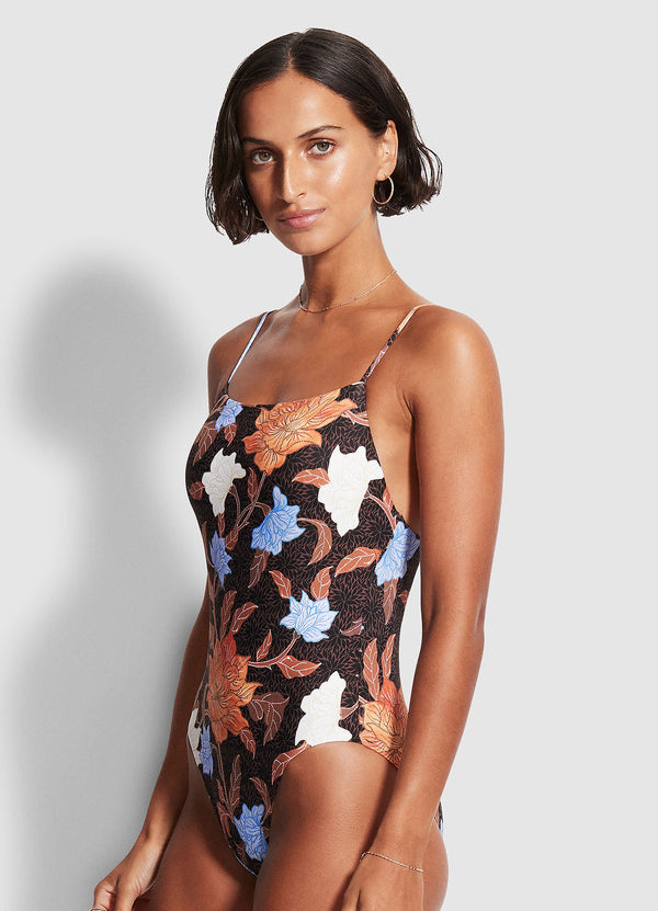 Boheme Square Neck One Piece - Black