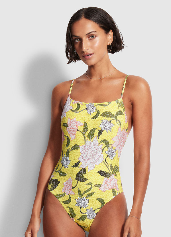 Boheme Square Neck One Piece - Lime Light