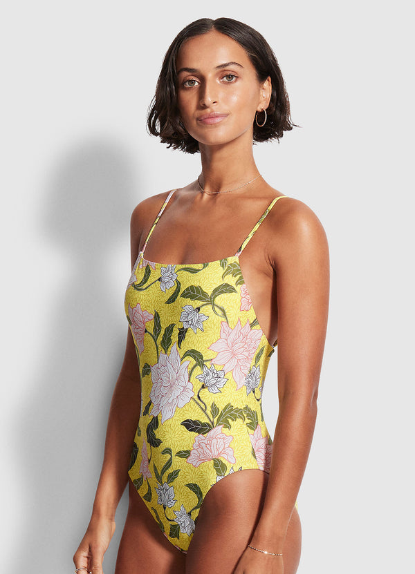 Boheme Square Neck One Piece - Lime Light