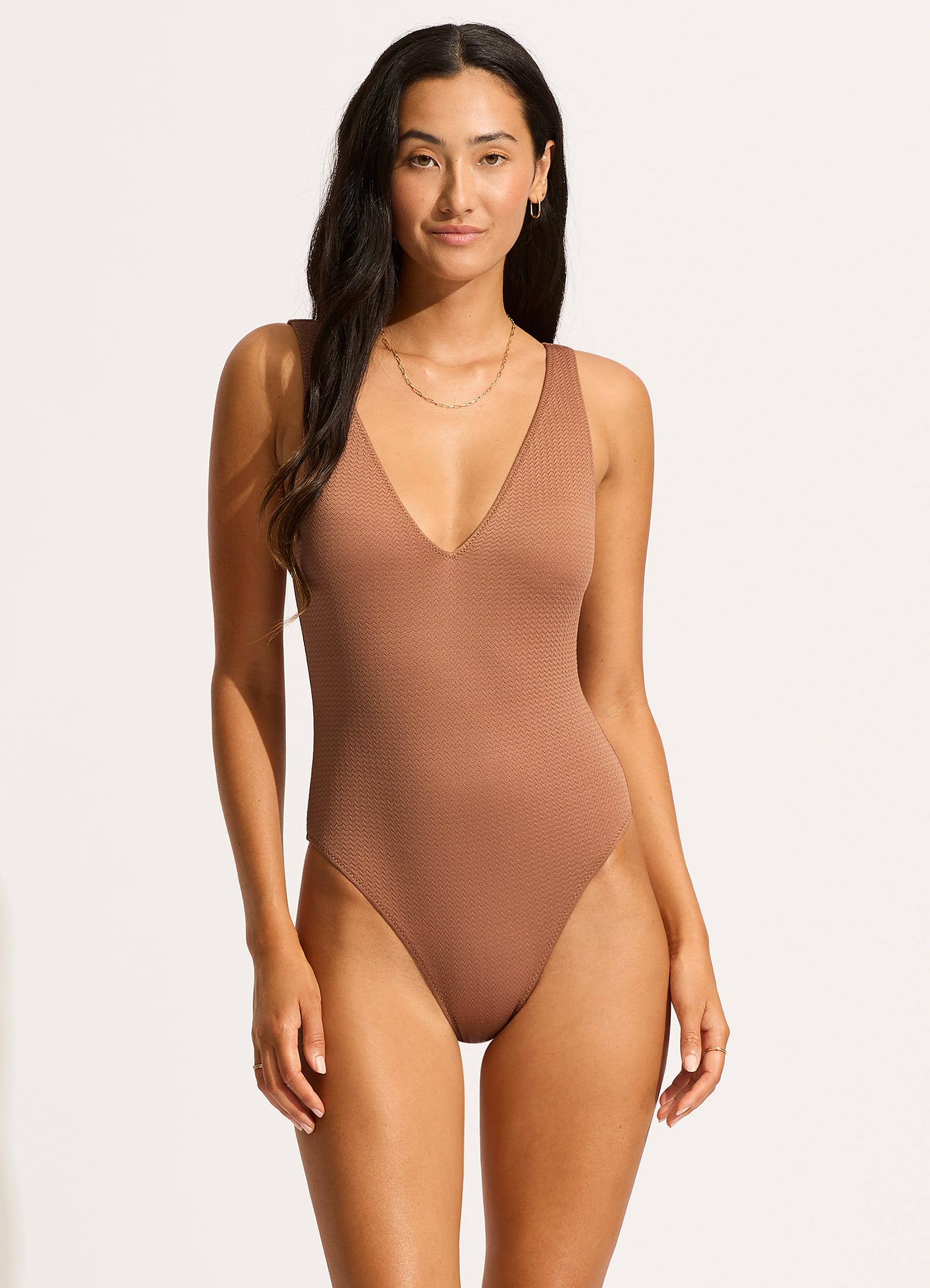 Sea Dive Deep V Neck One Piece Bronze Seafolly United Kingdom